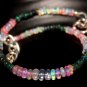 Ethiopian Multi Opal Rondelle 2.5-4mm Smooth beads adjustable stacking bracelet | STK-2614