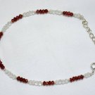 Garnet & Crystal Quartz Rondelle 3mm Faceted beads adjustable stacking bracelet | STK-3143