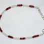 Garnet & Crystal Quartz Rondelle 3mm Faceted beads adjustable stacking bracelet | STK-3143