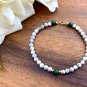 Howlite & Russian Malachite Round 5mm Smooth beads adjustable stacking bracelet | STK-3636