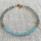 Labradorite & Apatite Rondelle 3.5mm Faceted beads adjustable stacking bracelet | STK-4018