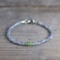 Labradorite & Peridot Rondelle 3.5mm Faceted beads adjustable stacking bracelet | STK-4110