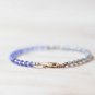 Labradorite & Tanzanite Rondelle 3mm Faceted beads adjustable stacking bracelet | STK-4128