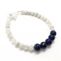 Lapis Lazuli & White Jade Round 6-8mm Smooth beads adjustable stacking bracelet | STK-4333