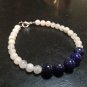 Lapis Lazuli & White Jade Round 6-8mm Smooth beads adjustable stacking bracelet | STK-4333