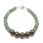 Pyrite & Green Aventurine Round 6-8mm Smooth beads adjustable stacking bracelet | STK-5169
