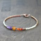 Amethyst & Carnelian Rondelle 3-4.5mm Faceted beads adjustable stacking bracelet | STK-0394