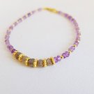 Amethyst & Labradorite Rondelle 3-4mm Faceted beads adjustable stacking bracelet | STK-0418