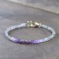 Amethyst & Labradorite Rondelle 3.5mm Faceted beads adjustable stacking bracelet | STK-0425