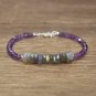 Amethyst & Labradorite Rondelle 3-5mm Faceted beads adjustable stacking bracelet | STK-0427