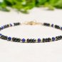 Black Spinel & Lapis Lazuli Round 3mm Faceted beads adjustable stacking bracelet | STK-1362