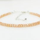 Champagne Cubic Zirconia Rondelle 4mm Faceted beads adjustable stacking bracelet | STK-1956