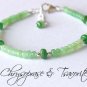 Chrysoprase & Tsavorite Rondelle 3-4mm Smooth beads adjustable stacking bracelet | STK-2092