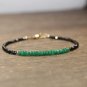 Emerald & Black Spinel Rondelle 2-3mm Faceted beads adjustable stacking bracelet | STK-2532
