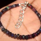 Ethiopian Black Opal Rondelle 3-4.5mm Faceted beads adjustable stacking bracelet | STK-2592