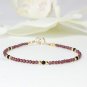 Garnet With Black Spinel Round 2-2.5mm Smooth beads adjustable stacking bracelet | STK-3174