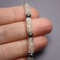 Rainbow Moonstone & Hematite Round 4mm Smooth beads adjustable stacking bracelet | STK-5260