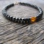 Black Spinel With Amber Rondelle 4-5mm Faceted beads adjustable stacking bracelet | STK-1376