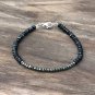 Black Spinel & Pyrite Rondelle 3-3.5mm Faceted beads adjustable stacking bracelet | STK-1422