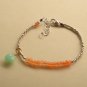 Carnelian With Prehnite Rondelle 3.5mm Faceted beads adjustable stacking bracelet | STK-1945