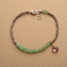 Chrysoprase With Amethyst Rondelle 4mm Faceted beads adjustable stacking bracelet | STK-2094