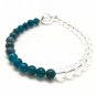 Crystal Quartz & Blue Apatite Round 8mm Smooth beads adjustable stacking bracelet | STK-2356