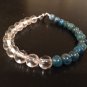 Crystal Quartz & Blue Apatite Round 8mm Smooth beads adjustable stacking bracelet | STK-2356