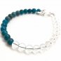 Crystal Quartz & Blue Apatite Round 8mm Smooth beads adjustable stacking bracelet | STK-2356