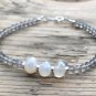 Labradorite & Moonstone Rondelle 3-6mm Faceted beads adjustable stacking bracelet | STK-4048