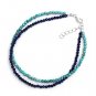 Lapis Lazuli & Turquoise Round 2-2.5mm Faceted beads adjustable stacking bracelet | STK-4331