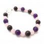 Amethyst, Garnet & Rose Quartz Round 8mm Smooth beads adjustable stacking bracelet | STK-0499