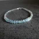 Aquamarine & Labradorite Rondelle 3-5mm Faceted beads adjustable stacking bracelet | STK-0891
