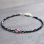 Black Spinel With Garnet Round 2-5x10mm Faceted beads adjustable stacking bracelet | STK-1382