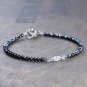 Black Spinel & Rutilated Quartz Mix 3mm Faceted beads adjustable stacking bracelet | STK-1430