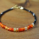 Carnelian & Black Spinel Rondelle 3-4mm Faceted beads adjustable stacking bracelet | STK-1931
