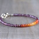 Garnet & Shaded Carnelian Round 3-3.5mm Faceted beads adjustable stacking bracelet | STK-3215