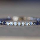 Iolite & Rainbow Moonstone Rondelle 3mm Faceted beads adjustable stacking bracelet | STK-3747