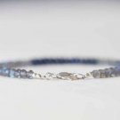 Labradorite & Blue Kyanite Rondelle 3mm Faceted beads adjustable stacking bracelet | STK-4072