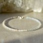 Morganite & Multi Moonstone Round 2.5mm Faceted beads adjustable stacking bracelet | STK-4622