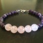 Multi Amethyst & Rose Quartz Round 6-8mm Smooth beads adjustable stacking bracelet | STK-4692