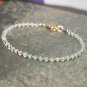 Aqua Chalcedony & Moonstone Rondelle 2mm Faceted beads adjustable stacking bracelet | STK-0707