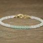 Aqua Chalcedony & Moonstone Rondelle 3mm Faceted beads adjustable stacking bracelet | STK-0708