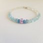 Aquamarine, Iolite With Ruby Round 3-4mm Faceted beads adjustable stacking bracelet | STK-0920