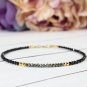Black Spinel & Copper Pyrite Round 2.5mm Faceted beads adjustable stacking bracelet | STK-1348