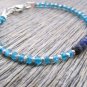 Blue Apatite & Sapphire Rondelle 3.5-4mm Faceted beads adjustable stacking bracelet | STK-1546
