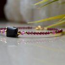 Garnet With Hematite Round & Fancy 2-8mm Faceted beads adjustable stacking bracelet | STK-3180