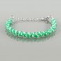 Green Onyx & Pearl Rondelle 3mm Faceted & Smooth beads adjustable stacking bracelet | STK-3393