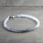 Grey Spinel & White Topaz Rondelle 3.5mm Faceted beads adjustable stacking bracelet | STK-3467