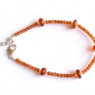 Hessonite Garnet Rondelle 2-4mm Faceted & Smooth beads adjustable stacking bracelet | STK-3596