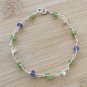 Iolite, Citrine & Peridot Rondelle 3-4mm Faceted beads adjustable stacking bracelet | STK-3762